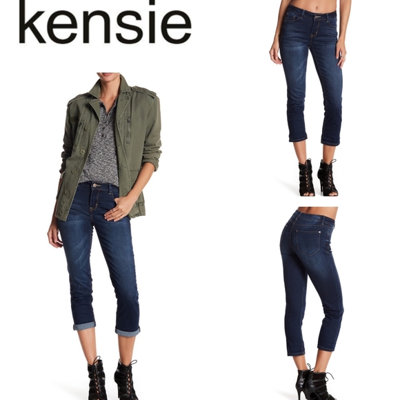 Kensie Denim - NWT Kensie Roll Tab Cuffed Crop Dark Skinny Jeans